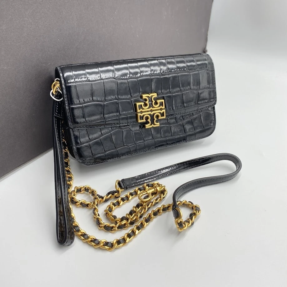 【预售】TORY BURCH/汤丽柏琦店内现采黑金鳄鱼纹肩背链条包141073