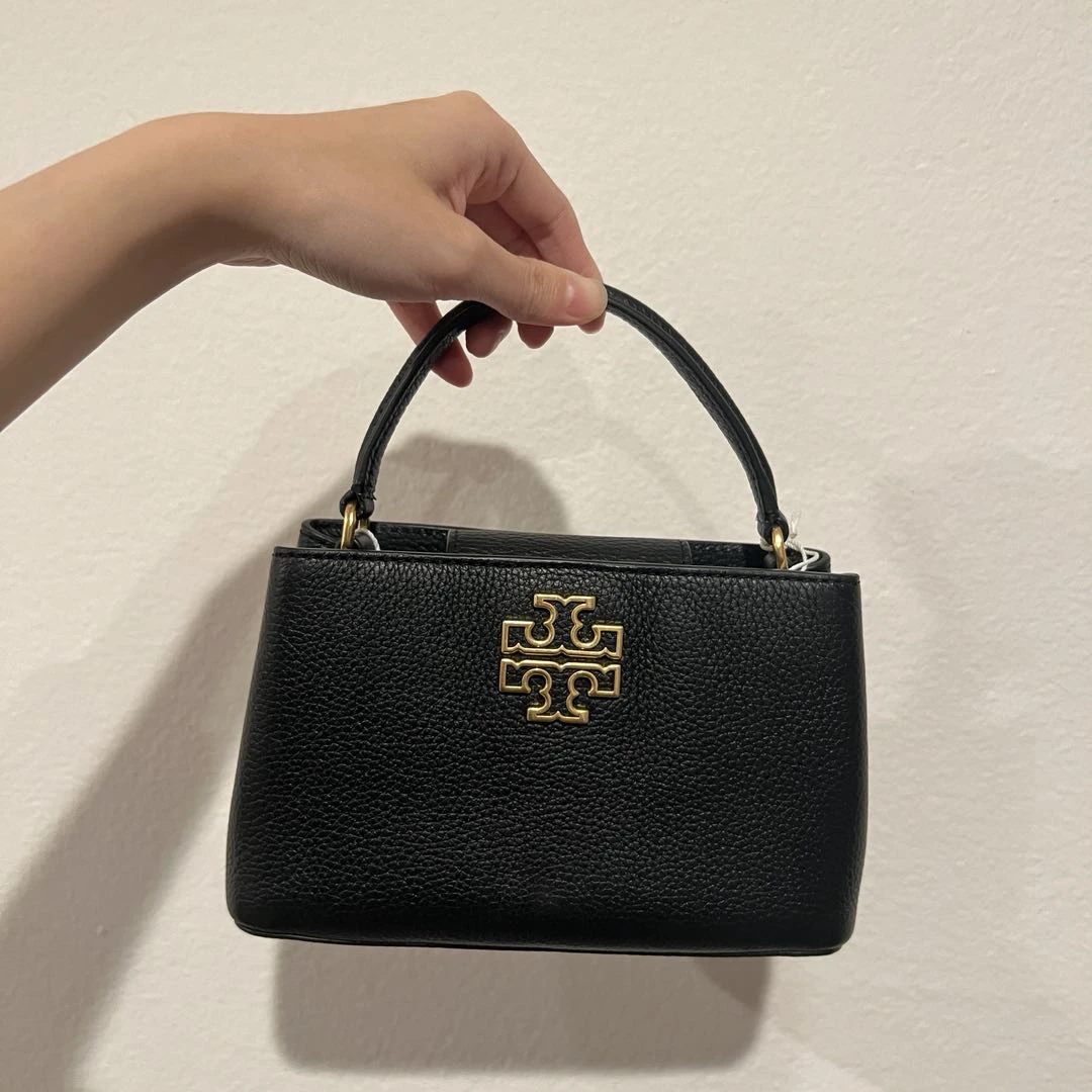 【预售】Tory Burch/汤丽柏琦新款Britten黑色牛皮戴妃斜跨包145357