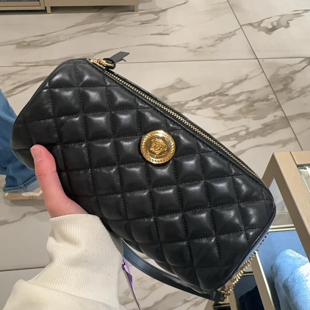 【预售】Versace/范思哲美杜莎黑色菱格巴比龙链条包美国顺丰直邮