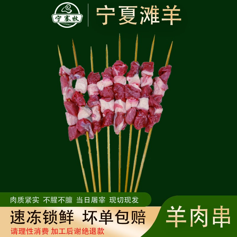 宁塞牧宁夏滩羊肉 羊肉串 50串 净重2斤 羔羊肉 烧烤食材