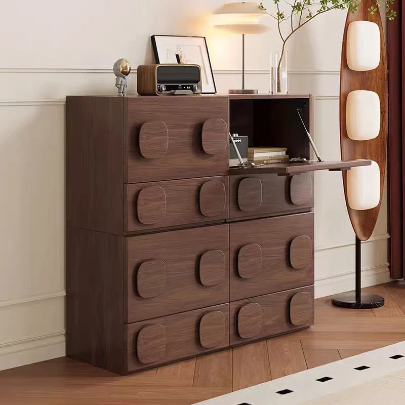 中古风实木卡门柜电视柜斗柜组合柜模块柜储物柜边柜复古黑色柜子