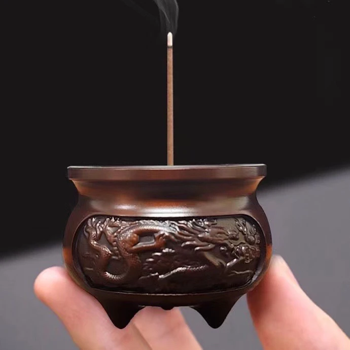 龙凤呈祥小香炉可插四方香
