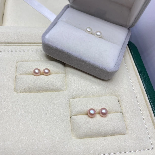 5-6mm馒头珠耳钉（做不到100%匹配会有纹理气质瑕疵哦在意勿拍）