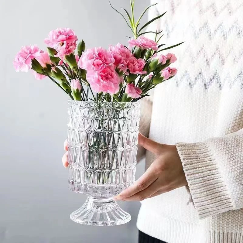 【盛瑞堂】法式创意玻璃花瓶透明轻奢摆件插花鲜花瓶餐桌客厅装饰品