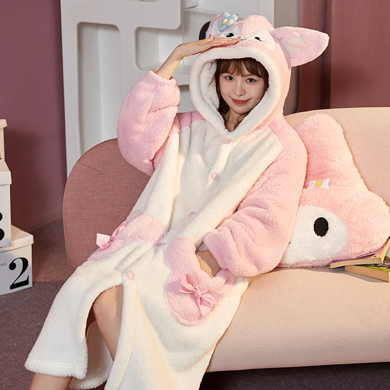 【门店328】玲娜贝儿睡衣女秋冬季加绒加厚睡袍卡通可爱家居服