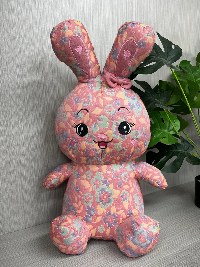 45cm新款布艺碎花兔公仔三层纱网红兔子玩偶抱枕轻奢卧室桌面摆设