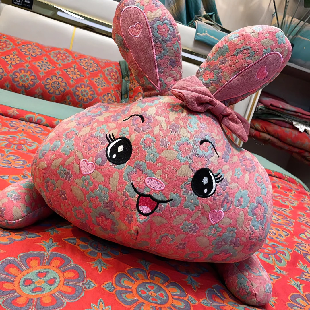 【萌萌兔玩偶】A类全棉三层纱布花间物语萌萌兔多功能靠垫抱枕棉枕