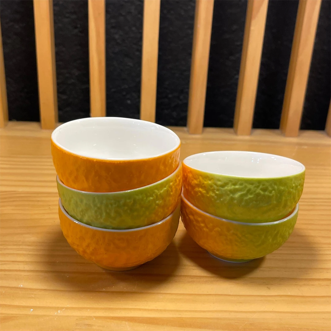 吾游陶瓷【羊脂玉瓷橘子杯五个】 家用陶瓷茶杯功夫茶具主人杯茶盏