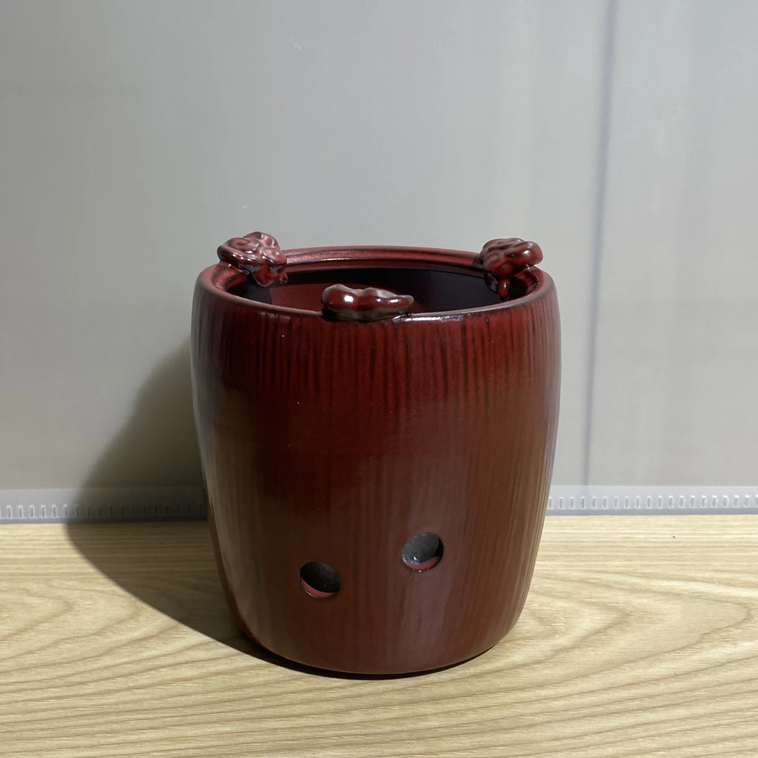 闻兮茶器能量柿红祥云温茶炉底座家用陶瓷功夫茶具配件