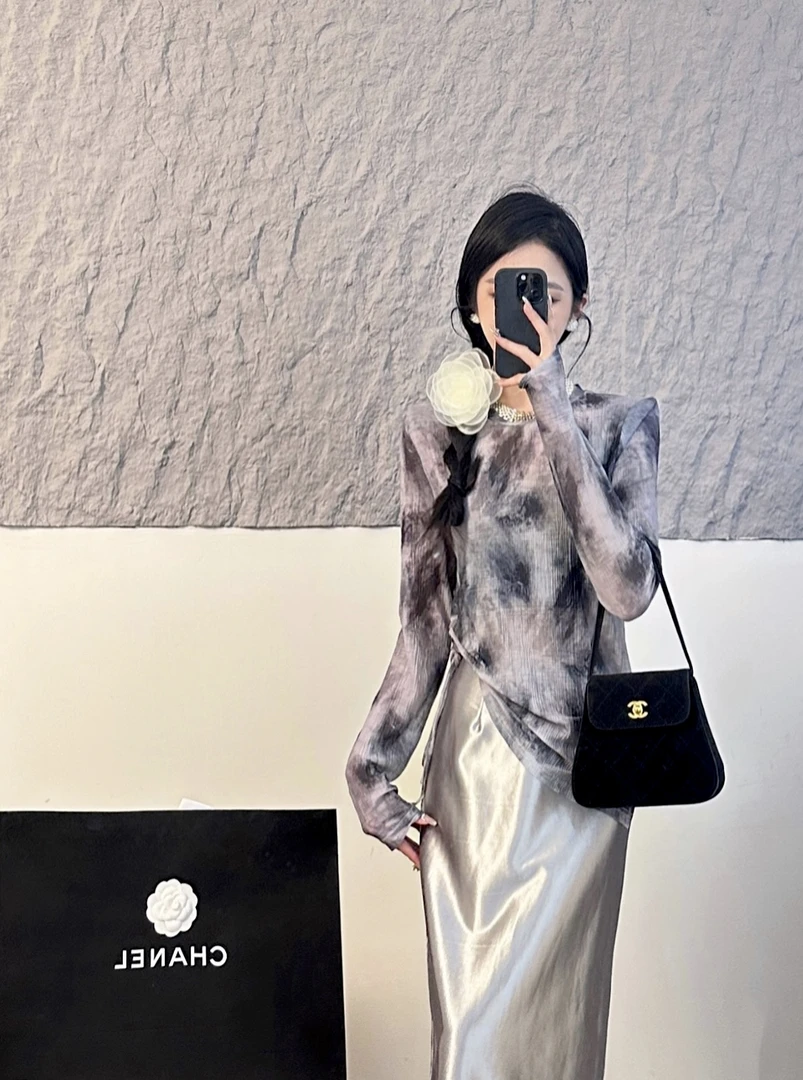 甜辣有度 春季上新扎染蕾丝气质洋气小衫抽绳小衫打底230132