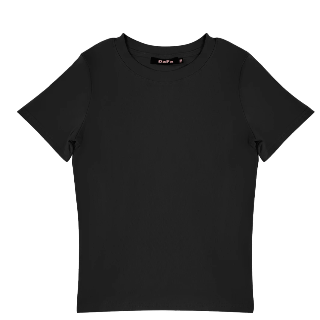 「DAFA」美式正肩辣妹款收腰短T纯色