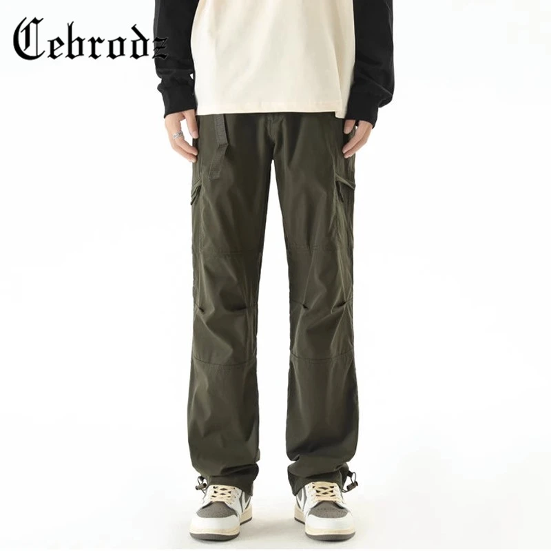 Cebrodz美式工装裤男夏季新款潮牌宽松冲锋裤休闲直筒长裤子男生