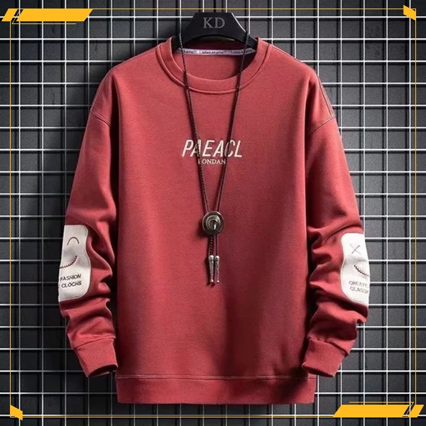 2023秋季新款韩版潮流圆领男士长袖T恤笑脸卫衣帅气青年潮流男装