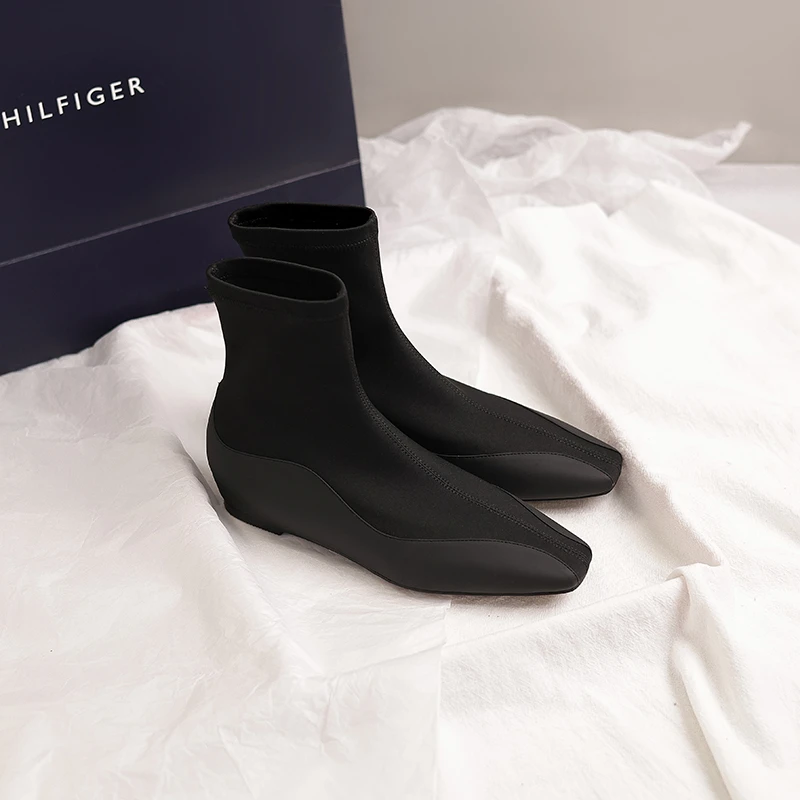 半坊手工女鞋|34-40|气质时尚百搭秋冬莱卡弹力靴方头时装瘦瘦靴