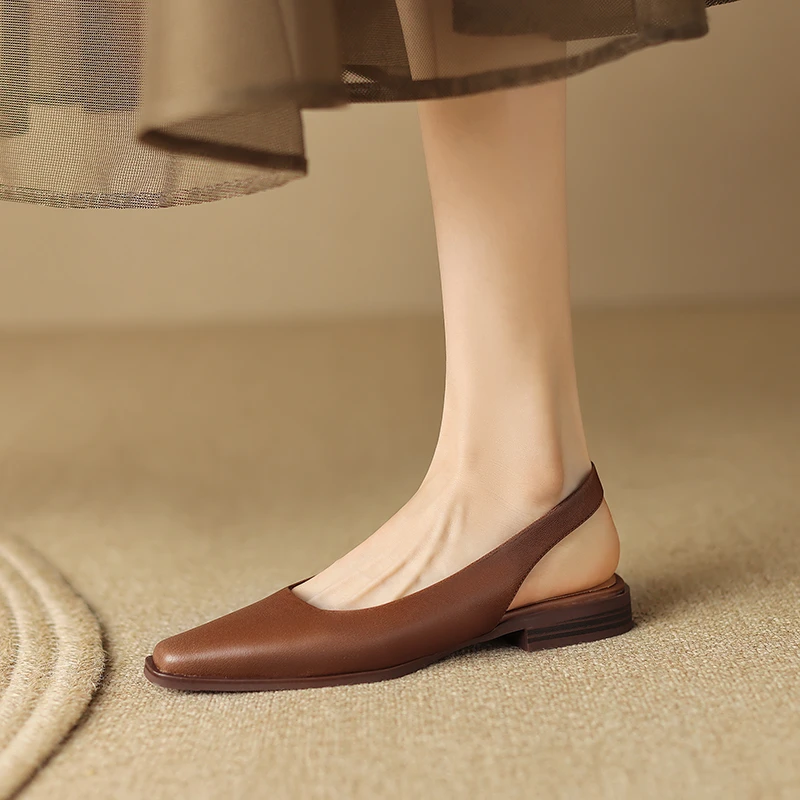 断码青沧断码鞋|34-40码|2cm跟|方头粗跟低跟法式玛丽珍后空凉鞋