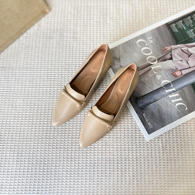 半坊手工女鞋|34-41|4.5cm|夏上新复古粗跟中跟浅口尖头百搭单鞋