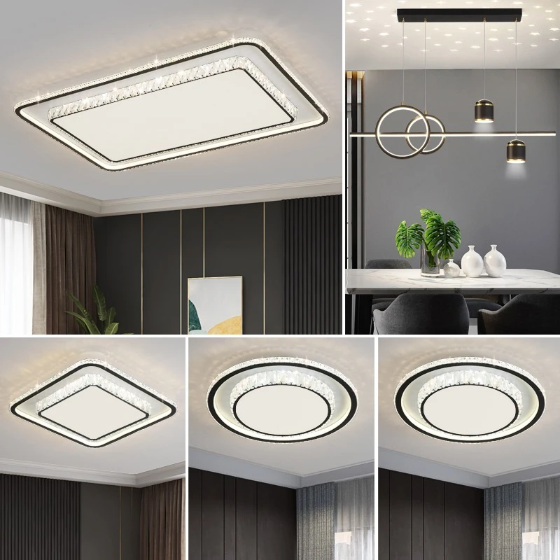 轻奢水晶护眼智能客厅主灯 北欧后现代卧室餐厅吸顶灯具套餐组合