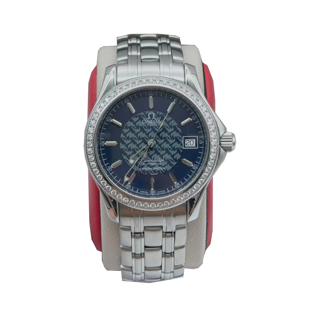 95新 Omega/欧米茄 36.5盘海马 名表后镶钻120M防水自动机械男士