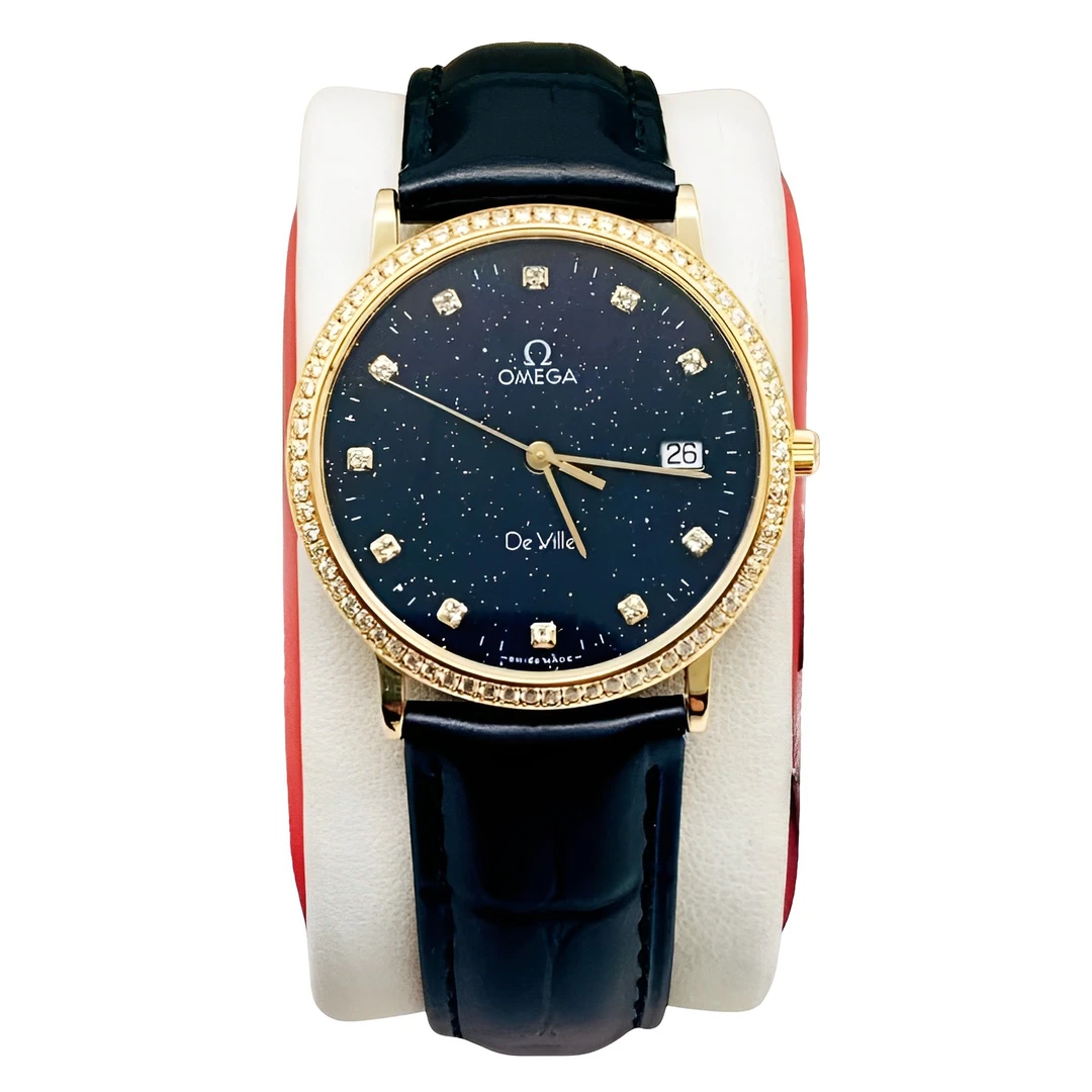 95新 Omega/欧米茄 32.5mm 碟飞后配星空盘后镶钻石英女士表