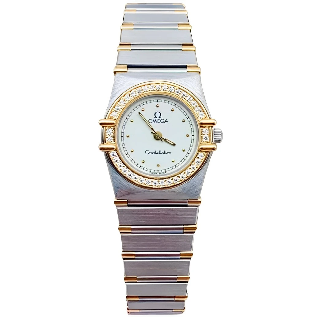 95新 Omega/欧米茄 22.5mm 欧米茄星座后镶钻18K间金石英女士腕表