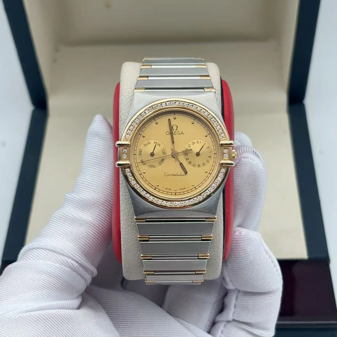 95新 Omega/欧米茄 32.5mm 欧米茄 星座女表后镶钻石英女士腕表