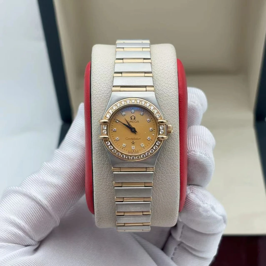 95新 Omega/欧米茄 22.5盘 欧米茄 原钻 18K间金星座石英女士腕表