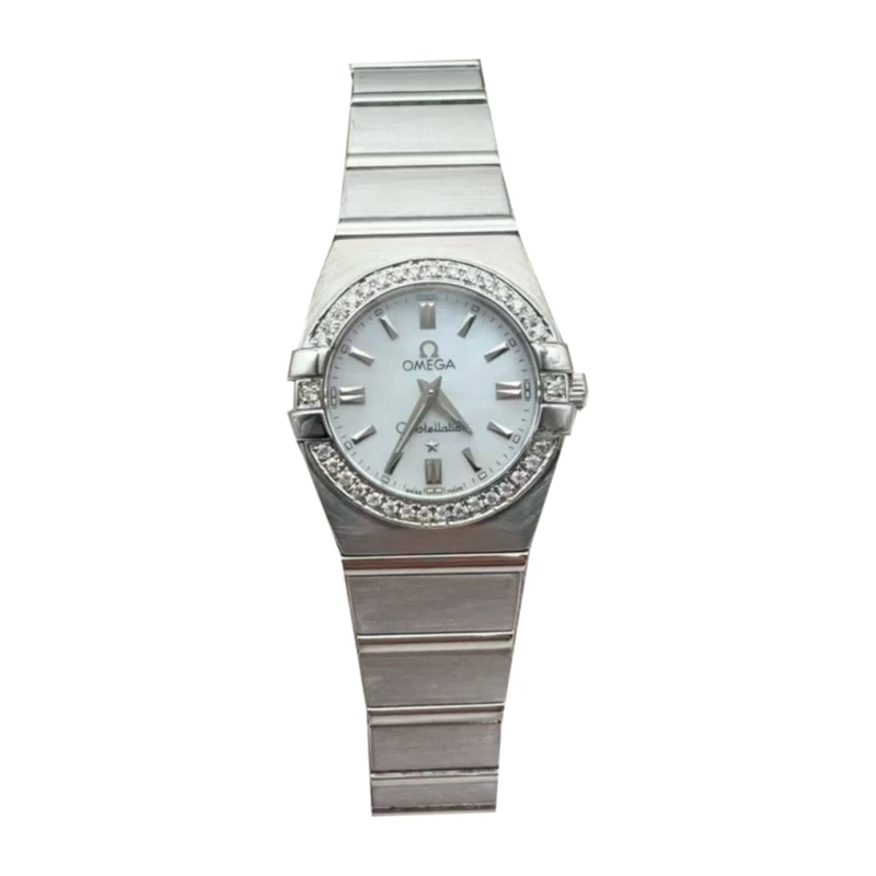 95新 Omega/欧米茄 24mm 星座贝母盘 时尚后镶钻石英名表女士腕表