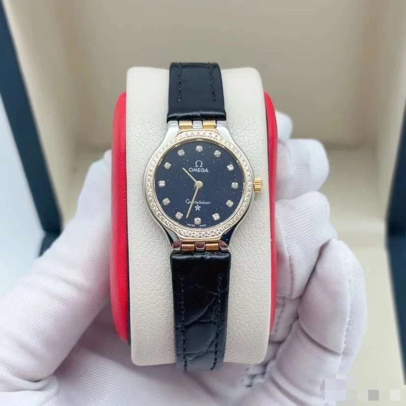 95新 Omega/欧米茄 23盘 酒桶碟飞后镶钻后配星空盘石英女士腕表