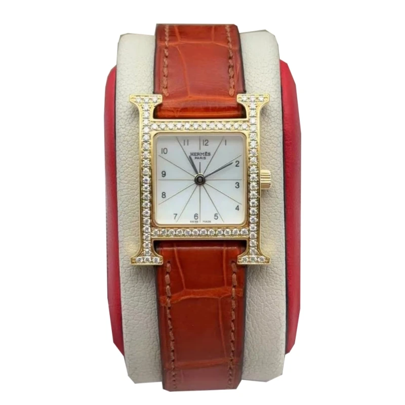 95新 Hermes/爱马仕 21*30盘 爱马仕 后镶钻名表时尚石英女士腕表