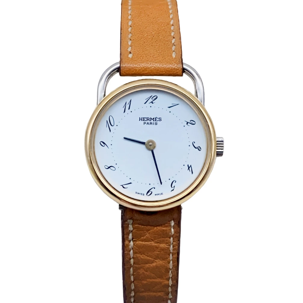 90新 Hermes/爱马仕 表径25mm 经典数字刻 时尚百搭 石英女士腕表