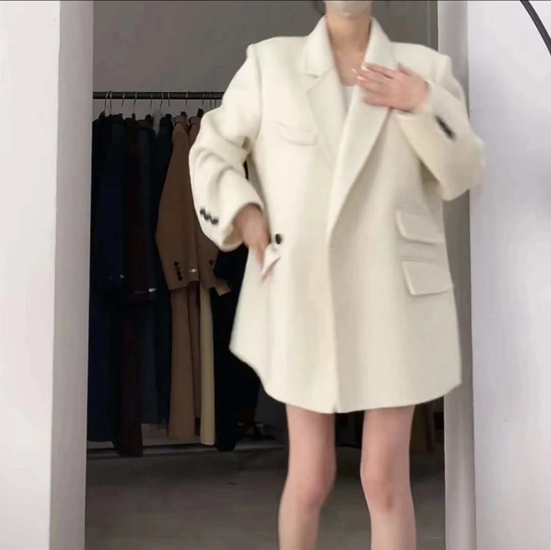 【冬日恋歌】新款秋冬西装短款外套双面呢羊毛大衣气质高级毛呢外套