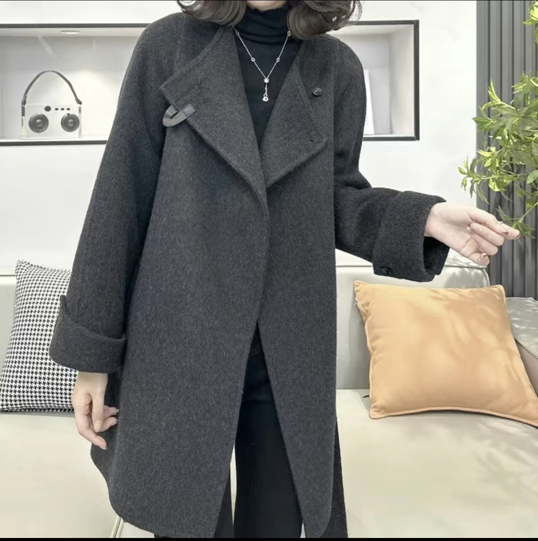 【微醺街角】秋冬新款短款双面呢羊毛大衣休闲高贵气质修身毛呢外套
