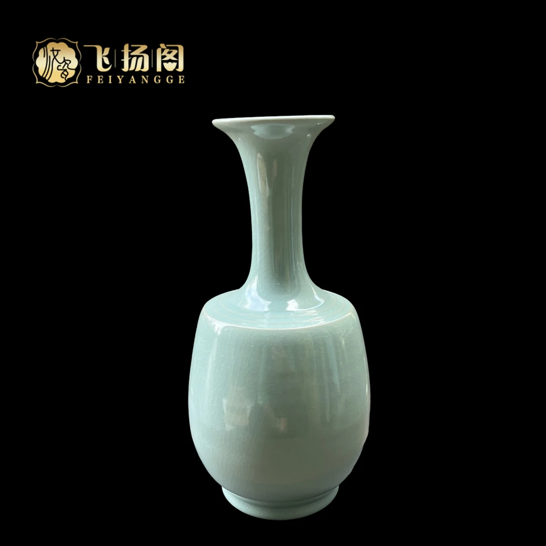 【瑕宝介意勿拍】汝瓷花瓶仿古全手工锤瓶汝窑青瓷花器飞扬阁