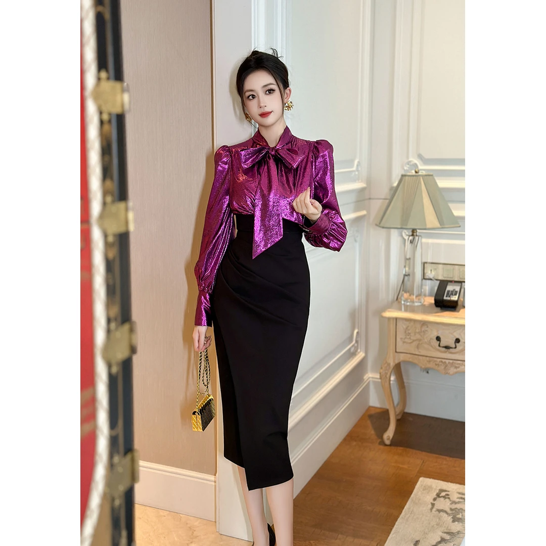 30742新款气质复古法式小众设计感连衣裙