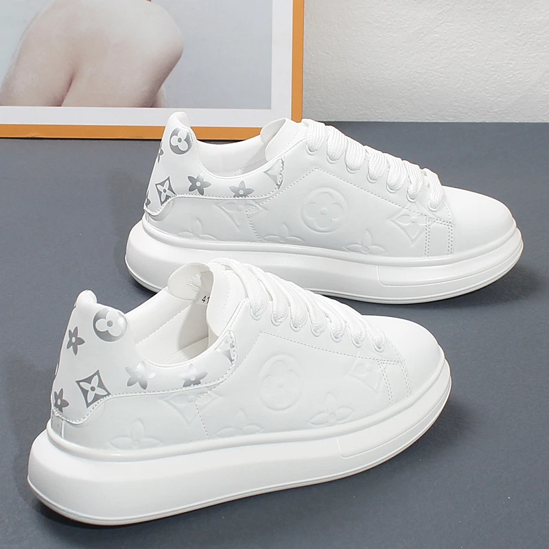 印花情侣款小白鞋2024新款韩版低帮透气男士休闲鞋增高百搭板鞋男