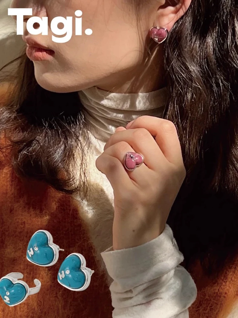 非金属亚克力戒指 Tagi想象鼓鼓爱心亚克力树脂开口戒指