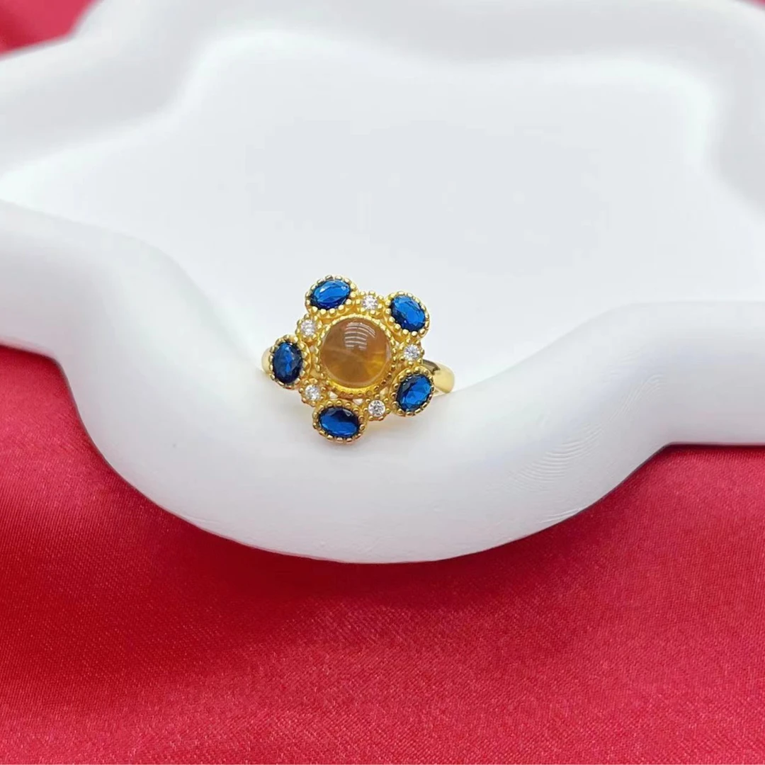 【杰哥专属】天然珠宝净水蓝珀天然琥珀戒指K282