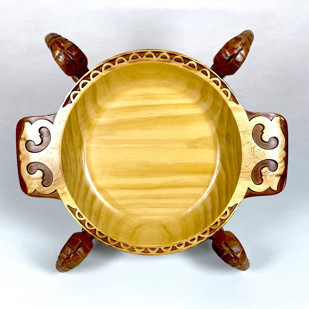 Aksaray工艺中式特色复古风花纹纯木圆形家用哈萨克肉盘纯色雕花