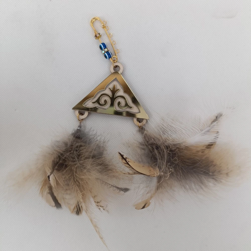 Aksaray创意哈萨克民族特色猫头鹰蓝眼睛带毛汽车后视镜挂件挂饰