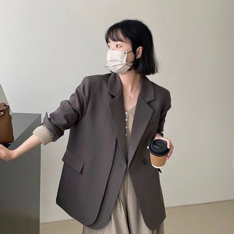 灰色小西装外套女韩版小众小个子大码休闲休闲西装西服女外套