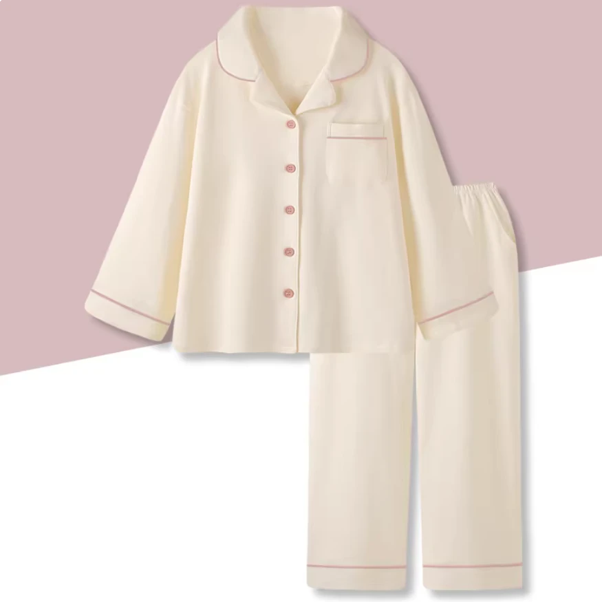 春秋冬季高货双面加厚纯棉软糯开衫长袖长裤女士可外穿睡衣家居服