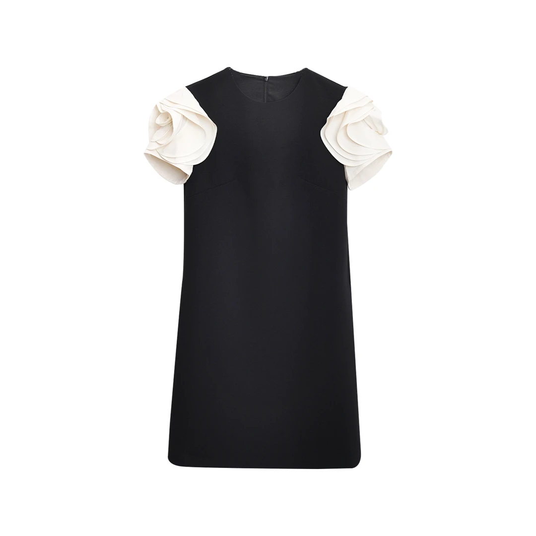 Cardinal宽松连衣裙休闲百搭女士时尚拼接圆领简约