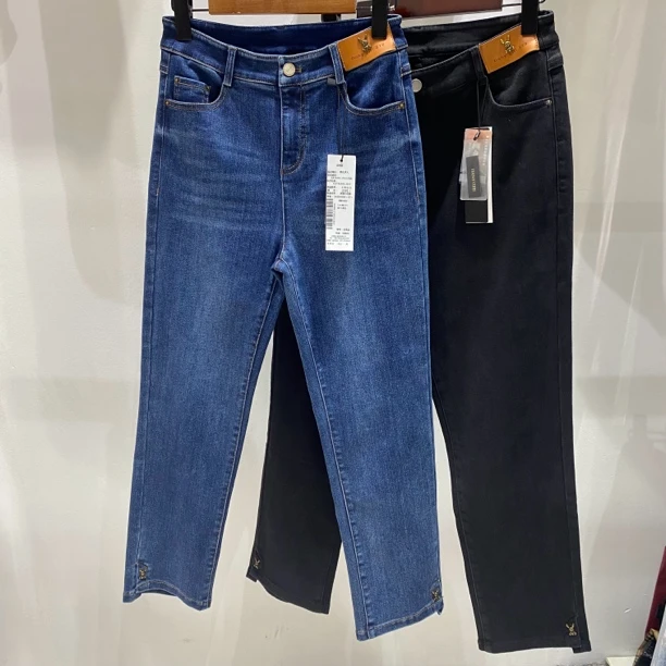 保暖小筒裤139132女士烟管裤加绒加厚烟管牛仔裤直筒牛仔裤百搭