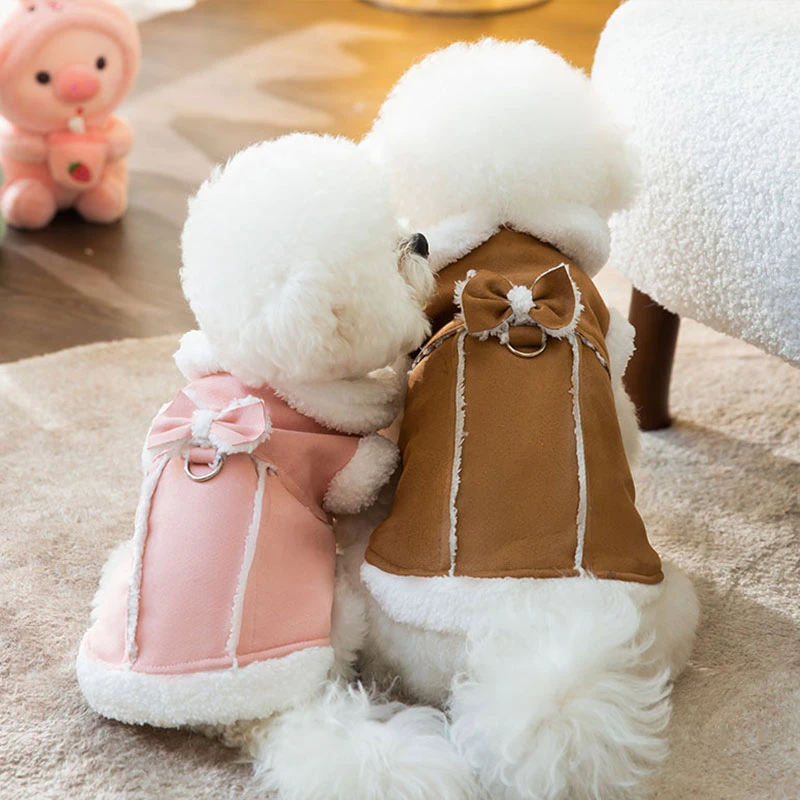 宠物加厚棉衣马甲可牵引冬季泰迪幼犬猫咪小狗狗衣服带牵引绳1391