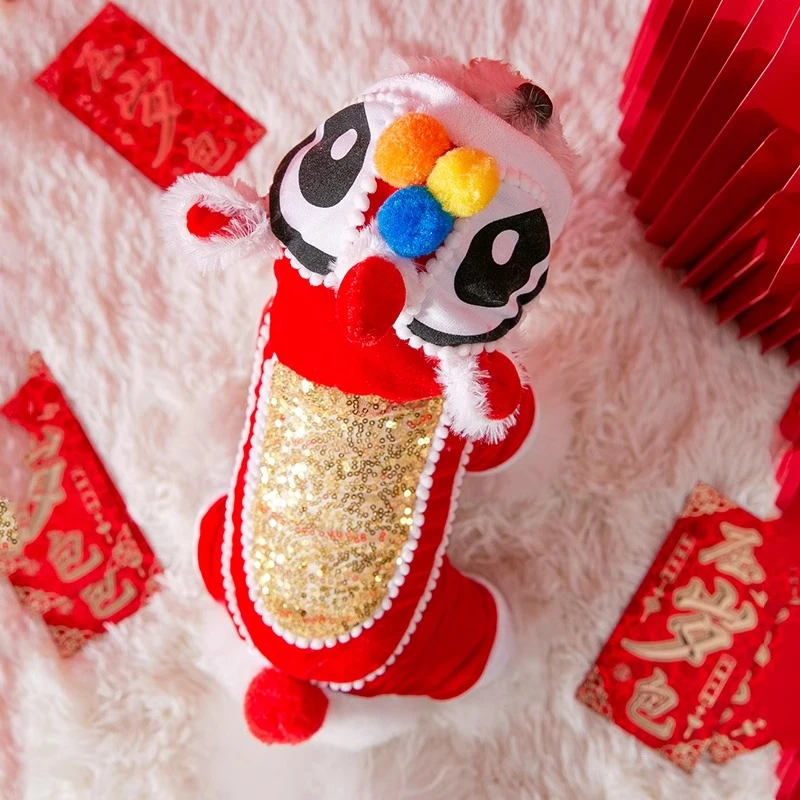 [达人]宠物新年喜庆小狗狗四脚拜年衣服冬季变身装小型犬比熊9068