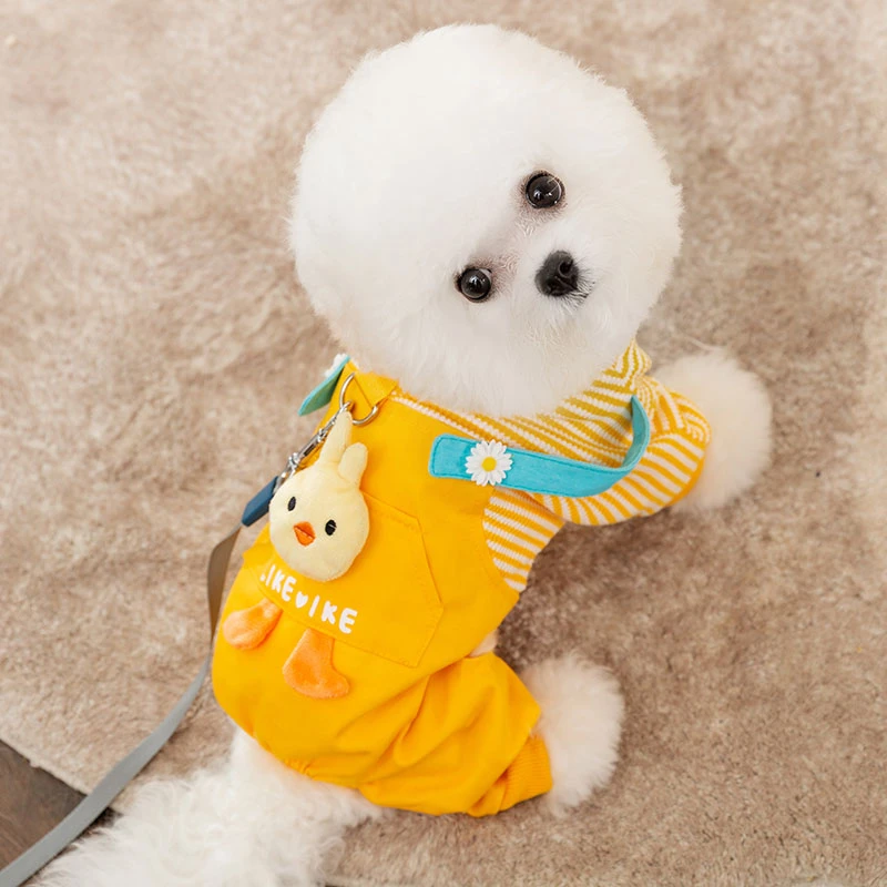 可牵引背带裤小狗狗衣服四脚秋季雪纳瑞小型幼犬比熊泰迪宠物1872