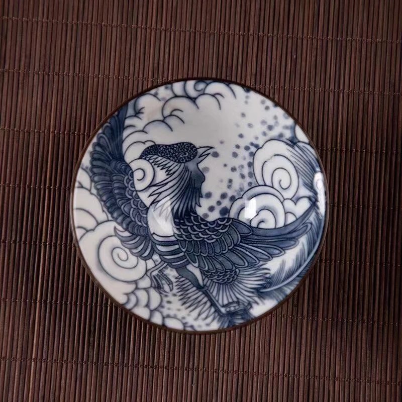 青花斗笠杯凤凰杯