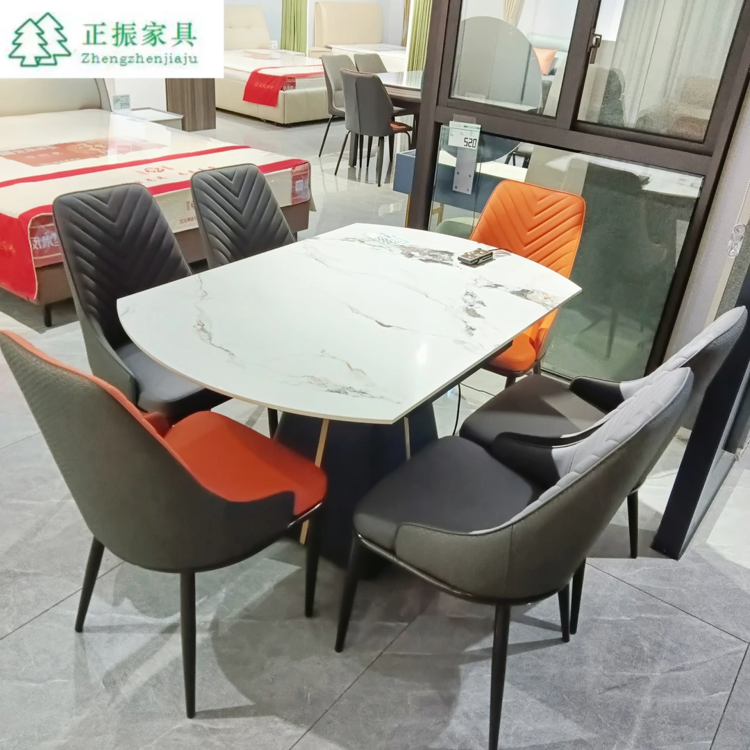 小林语音轻奢岩板餐桌家用隐形电磁炉现代简约多功能可折叠伸缩