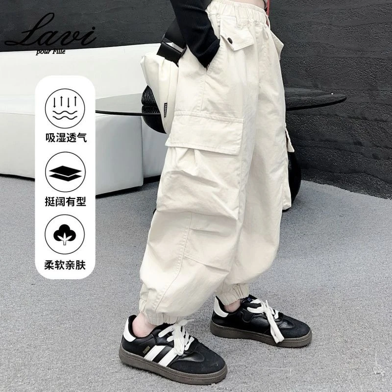 儿童工装裤男女童束脚裤中大童洋气休闲春秋新款宽松百搭L510023