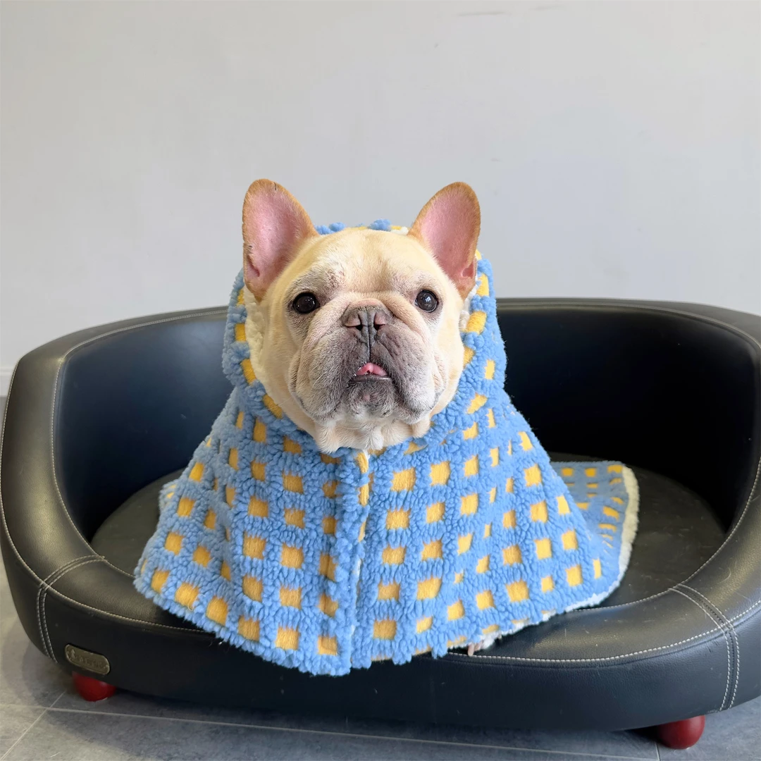 宠物狗狗衣服斗篷 法斗柴犬柯基秋冬加厚毛绒毯 披风睡袍枕头被子